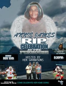 Annie James RIP flyer